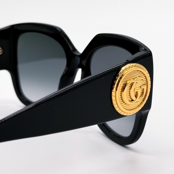 NEW GUCCI GG1407S 001 BLACK GREY WOMEN OVERSIZED SUNGLASSES GUCCI - Picture 11 of 15